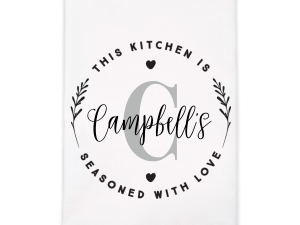 Seasoned with Love Family Name Tea Towel - Personalized Kitchen